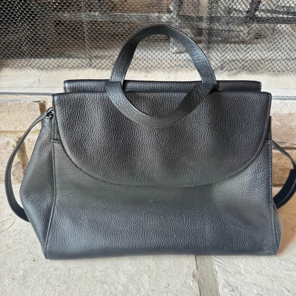 kate spade Pebbled Leather Top-Handle Satchel with Shoulder Strap and Gold Trim